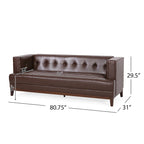 Divano Espresso a 3 Posti in Similpelle Capitonnè Stile Mid-Century, per 3 Persone