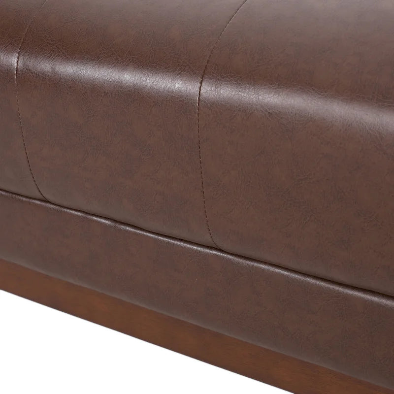 Divano Espresso a 3 Posti in Similpelle Capitonnè Stile Mid-Century, per 3 Persone