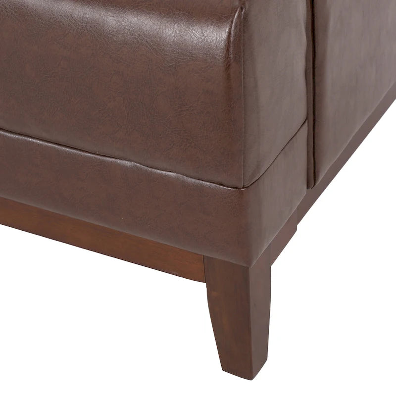 Divano Espresso a 3 Posti in Similpelle Capitonnè Stile Mid-Century, per 3 Persone