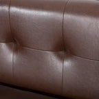 Divano Espresso a 3 Posti in Similpelle Capitonnè Stile Mid-Century, per 3 Persone