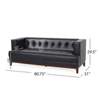 Divano Espresso a 3 Posti in Similpelle Capitonnè Stile Mid-Century, per 3 Persone