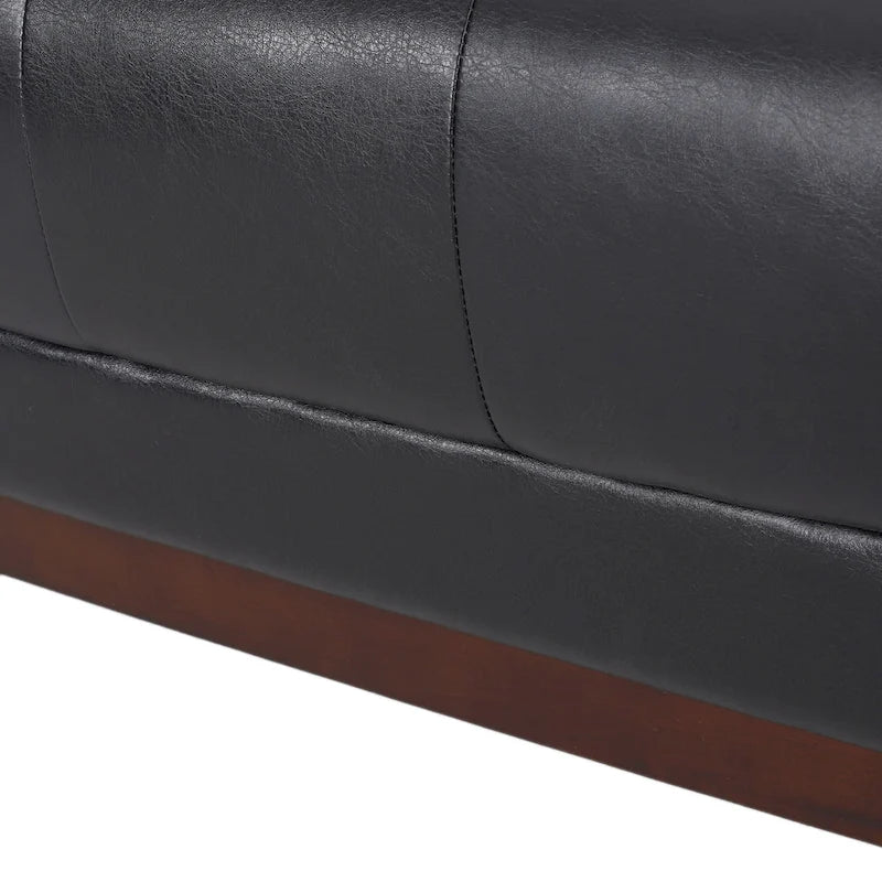Divano Espresso a 3 Posti in Similpelle Capitonnè Stile Mid-Century, per 3 Persone