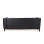 Divano Espresso a 3 Posti in Similpelle Capitonnè Stile Mid-Century, per 3 Persone