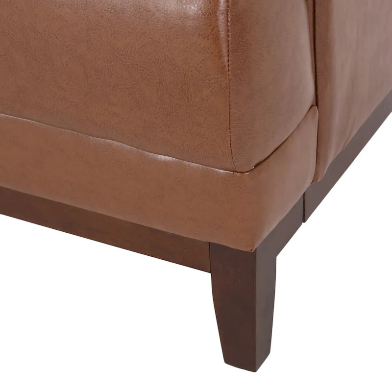 Divano Espresso a 3 Posti in Similpelle Capitonnè Stile Mid-Century, per 3 Persone
