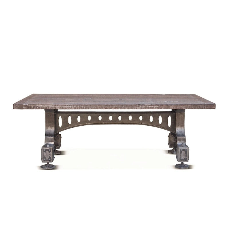 Tavolo Sterling in ghisa con piano in teak riciclato