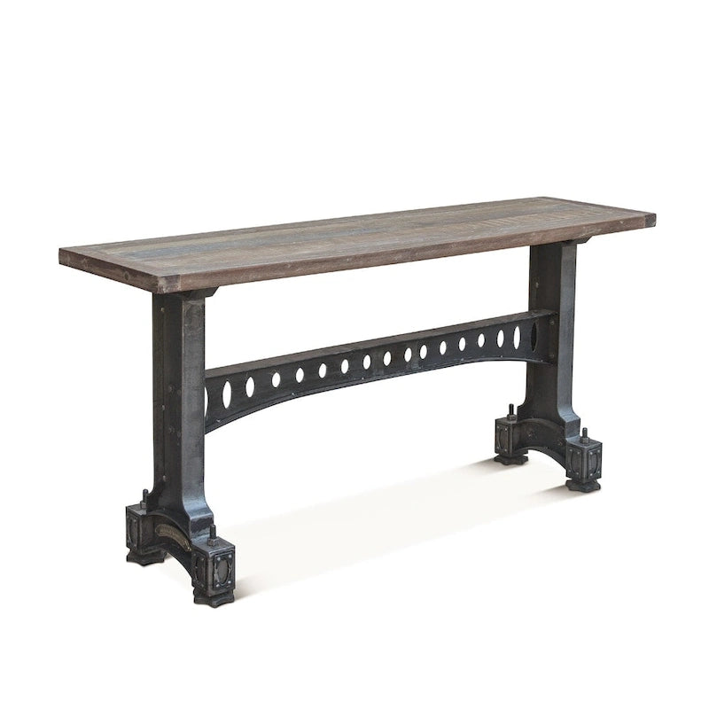 Tavolo Sterling in ghisa con piano in teak riciclato
