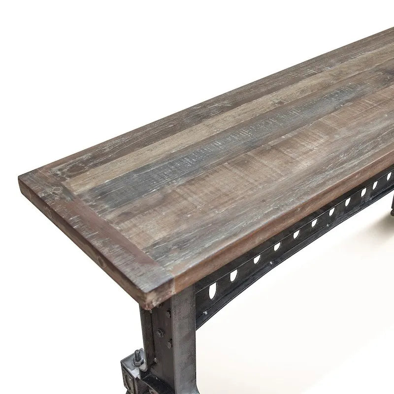 Tavolo Sterling in ghisa con piano in teak riciclato