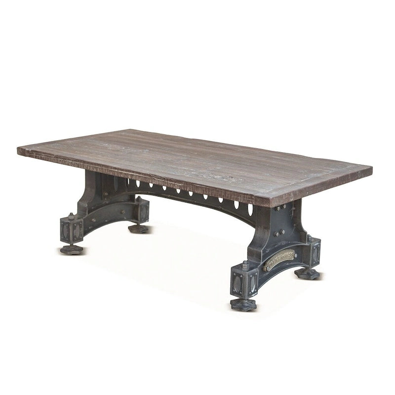 Tavolo Sterling in ghisa con piano in teak riciclato