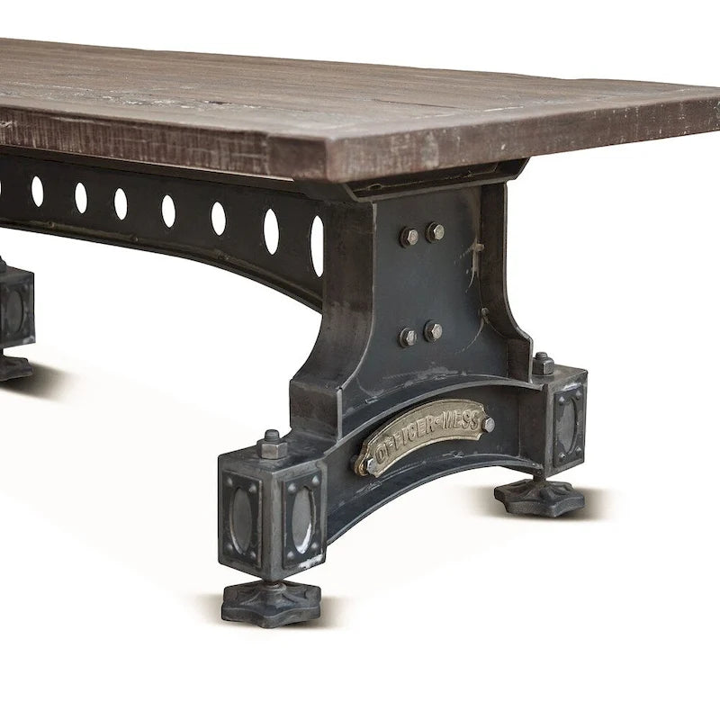 Tavolo Sterling in ghisa con piano in teak riciclato