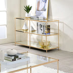 Tavolino da divano da 106 cm (42") rosso/blu/champagne, stile contemporaneo a 2 ripiani in vetro