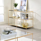 Tavolino da divano da 106 cm (42") rosso/blu/champagne, stile contemporaneo a 2 ripiani in vetro