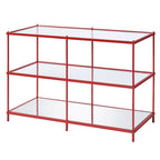 Tavolino da divano da 106 cm (42") rosso/blu/champagne, stile contemporaneo a 2 ripiani in vetro