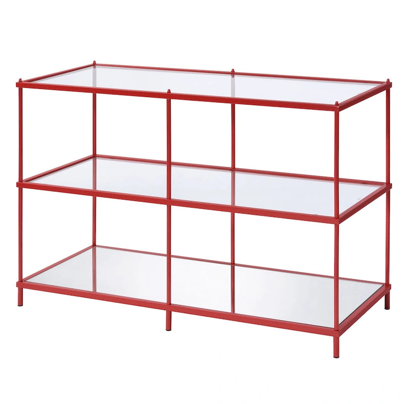 Tavolino da divano da 106 cm (42") rosso/blu/champagne, stile contemporaneo a 2 ripiani in vetro