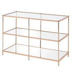 Tavolino da divano da 106 cm (42") rosso/blu/champagne, stile contemporaneo a 2 ripiani in vetro