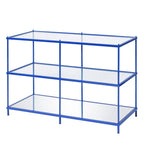 Tavolino da divano da 106 cm (42") rosso/blu/champagne, stile contemporaneo a 2 ripiani in vetro