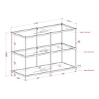 Tavolino da divano da 106 cm (42") rosso/blu/champagne, stile contemporaneo a 2 ripiani in vetro