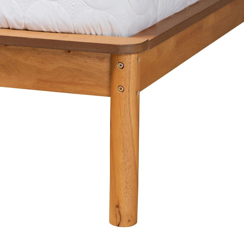 Efren Letto Matrimoniale in Legno Rovere Miele Finitura Mid-Century Modern