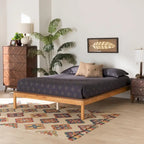 Efren Letto Matrimoniale in Legno Rovere Miele Finitura Mid-Century Modern