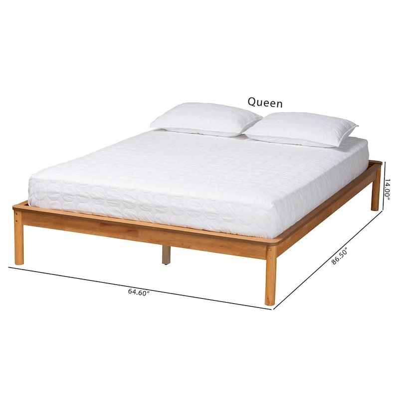 Efren Letto Matrimoniale in Legno Rovere Miele Finitura Mid-Century Modern