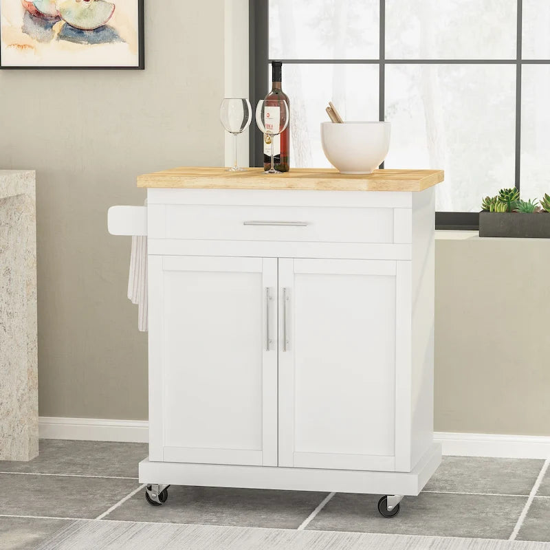 Carrello da cucina grigio/bianco/nero con ruote, stile contemporaneo