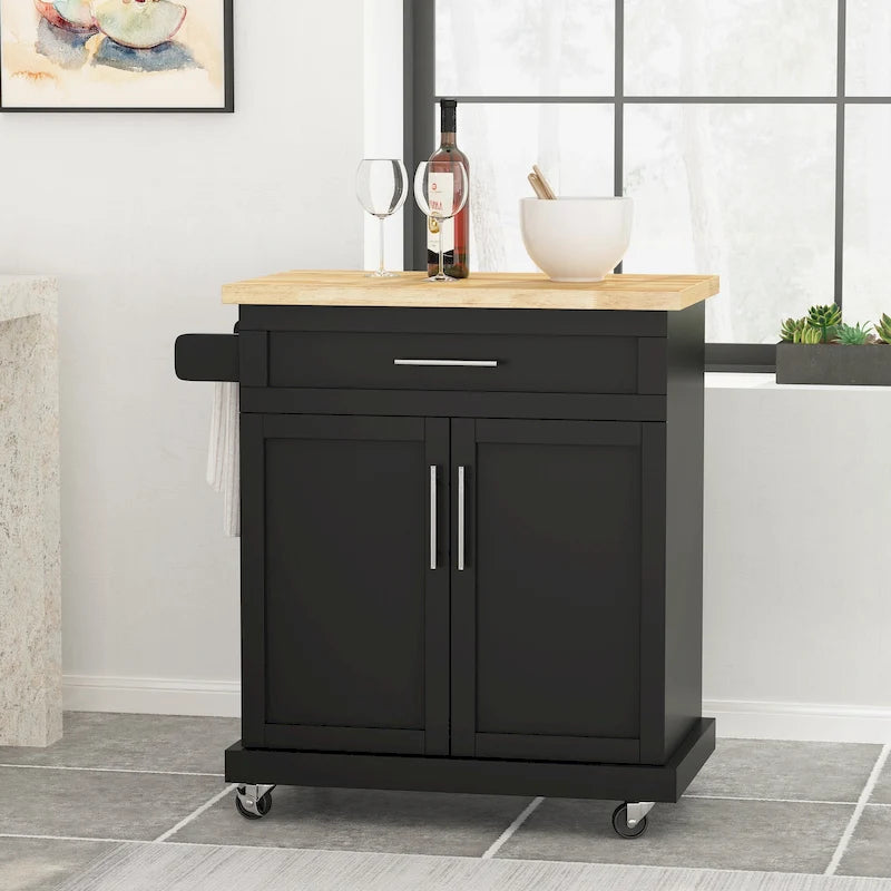 Carrello da cucina grigio/bianco/nero con ruote, stile contemporaneo