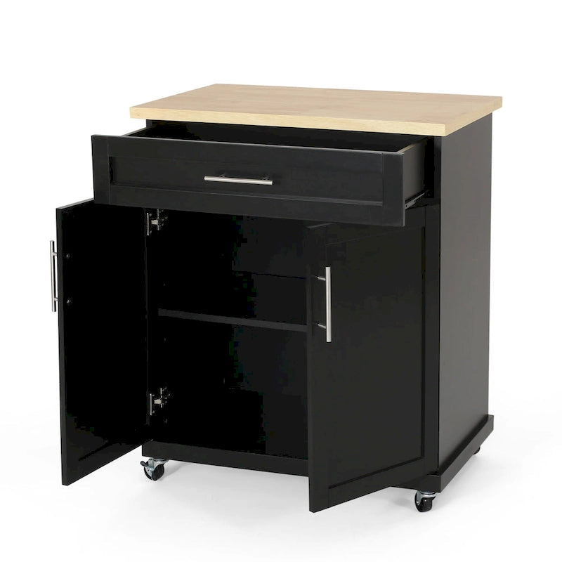 Carrello da cucina grigio/bianco/nero con ruote, stile contemporaneo