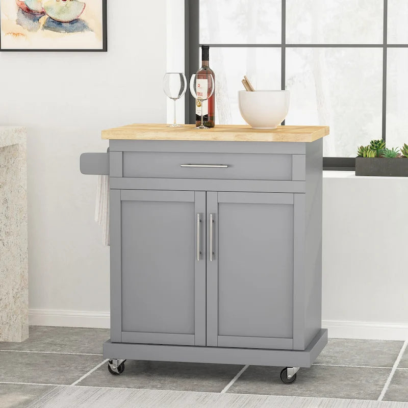 Carrello da cucina grigio/bianco/nero con ruote, stile contemporaneo
