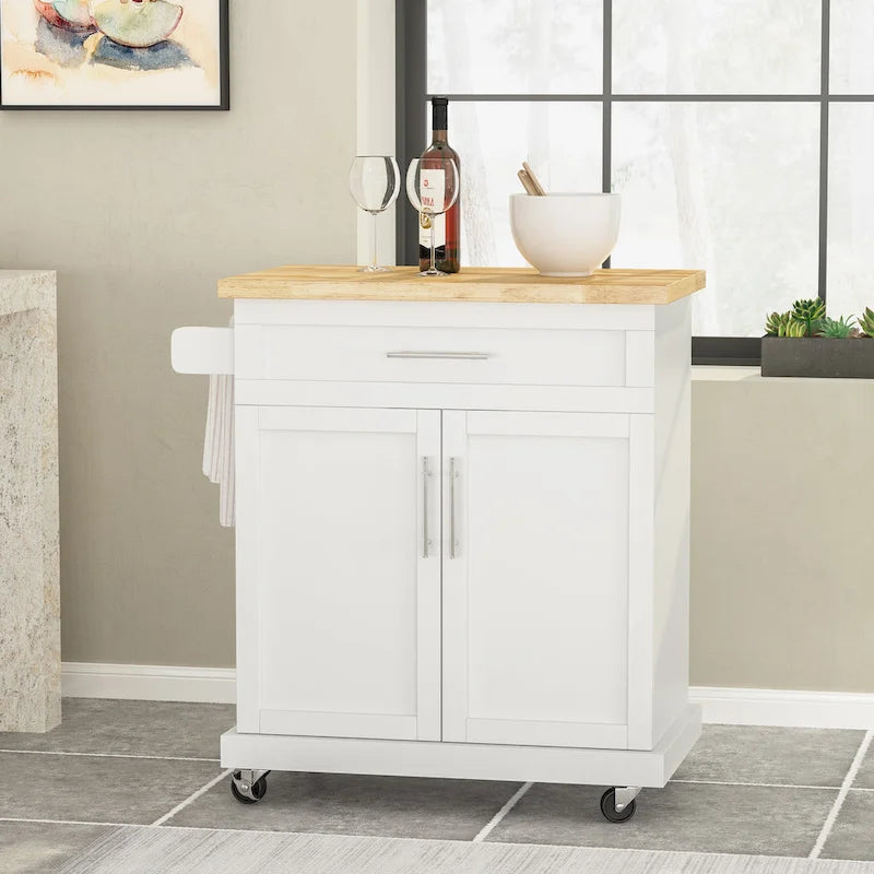 Carrello da cucina grigio/bianco/nero con ruote, stile contemporaneo