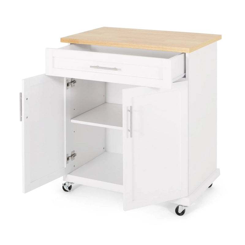 Carrello da cucina grigio/bianco/nero con ruote, stile contemporaneo