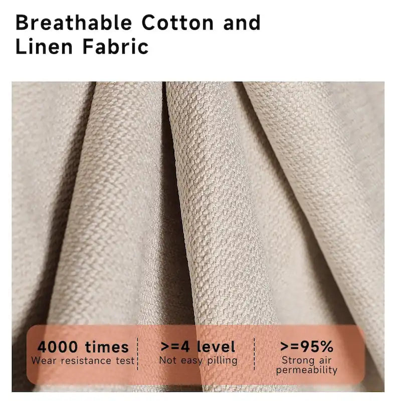 Divano 3 posti in lino di cotone beige/caffè, stile moderno, 3 posti a sedere