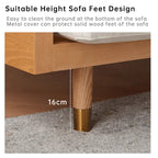 Divano 3 posti in lino di cotone beige/caffè, stile moderno, 3 posti a sedere