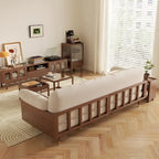 Divano 3 posti in lino di cotone beige/caffè, stile moderno, 3 posti a sedere