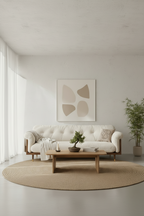Divano 3 posti in lino di cotone beige/caffè, stile moderno, 3 posti a sedere