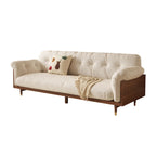 Divano 3 posti in lino di cotone beige/caffè, stile moderno, 3 posti a sedere