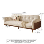 Divano 3 posti in lino di cotone beige/caffè, stile moderno, 3 posti a sedere