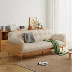 Divano 3 posti in lino di cotone beige/caffè, stile moderno, 3 posti a sedere