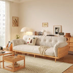 Divano 3 posti in lino di cotone beige/caffè, stile moderno, 3 posti a sedere