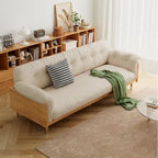 Divano 3 posti in lino di cotone beige/caffè, stile moderno, 3 posti a sedere