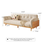 Divano 3 posti in lino di cotone beige/caffè, stile moderno, 3 posti a sedere