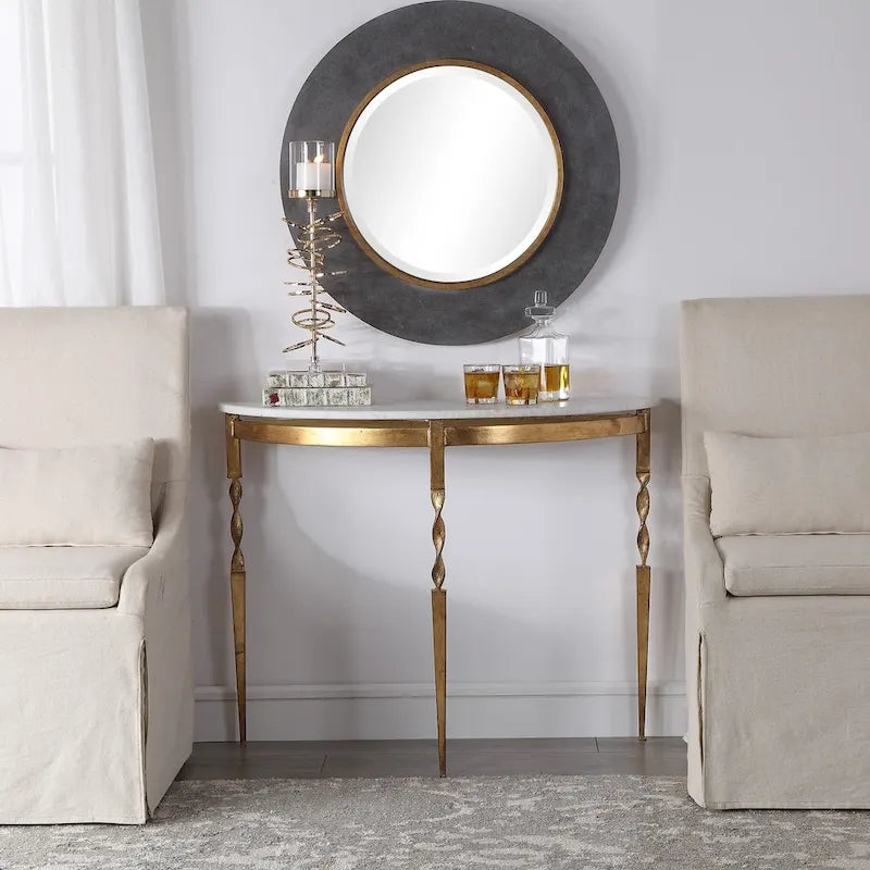 Consolle a mezza luna Imelda Gold di Uttermost