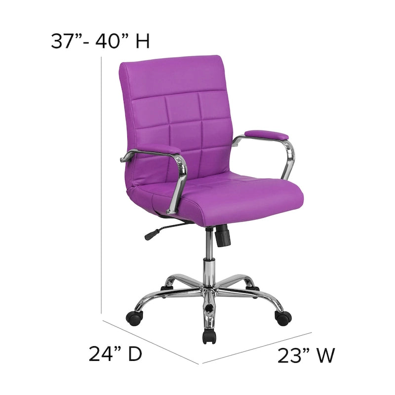 Sedia da ufficio direzionale girevole a mezza schiena in cromo/vinile