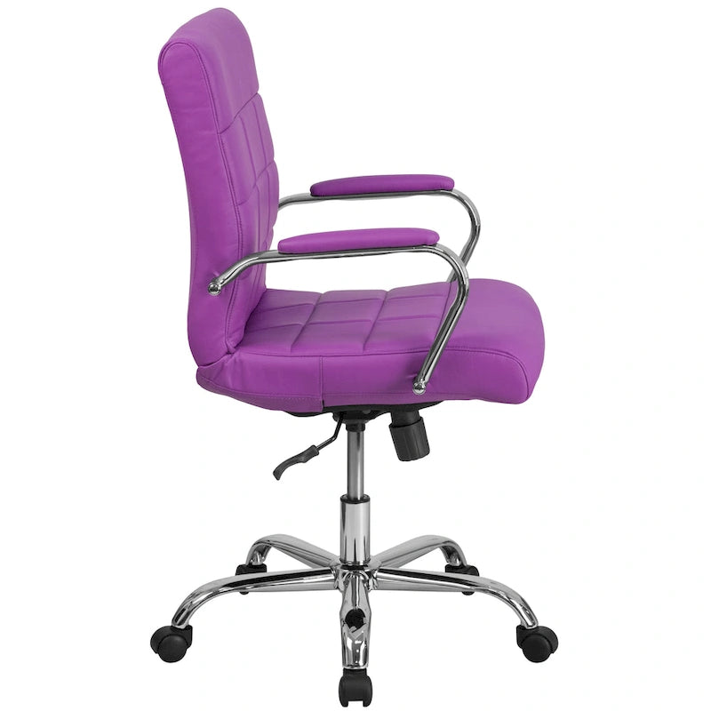 Sedia da ufficio direzionale girevole a mezza schiena in cromo/vinile