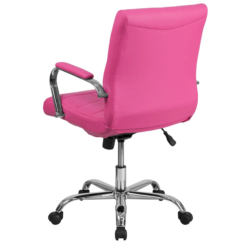 Sedia da ufficio direzionale girevole a mezza schiena in cromo/vinile
