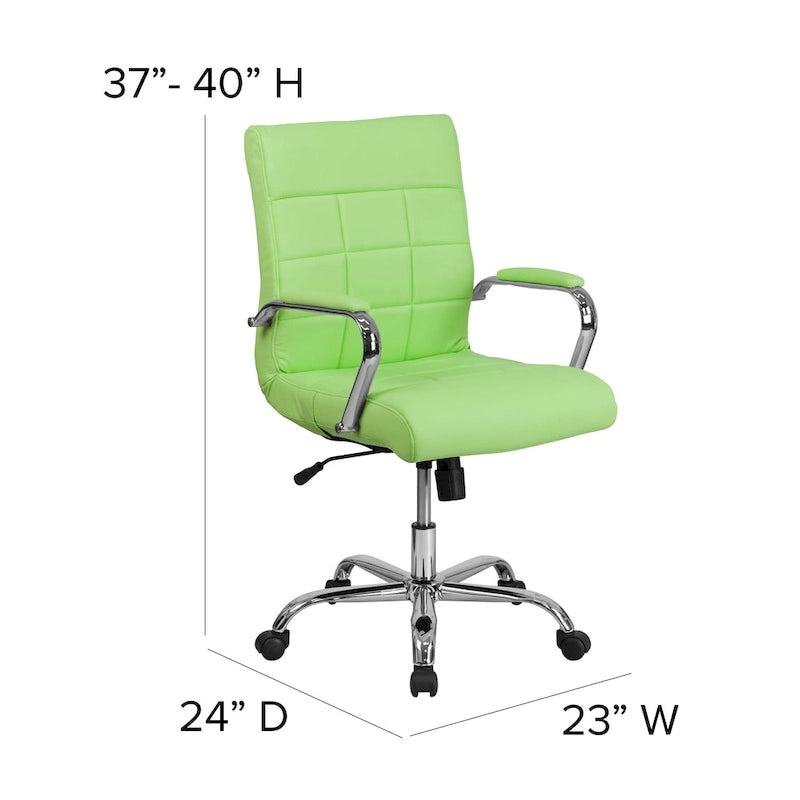 Sedia da ufficio direzionale girevole a mezza schiena in cromo/vinile