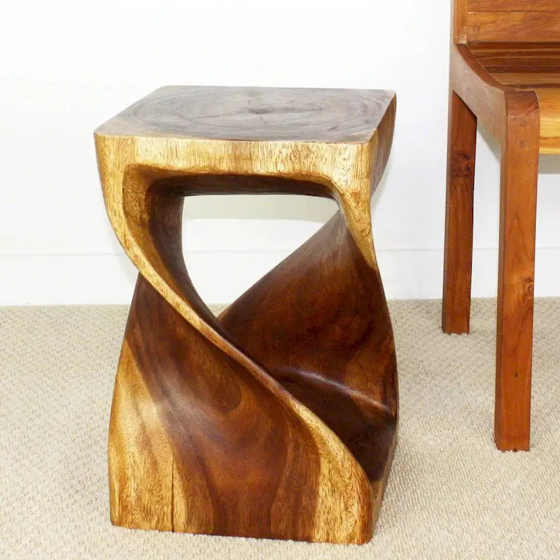 Sgabello Haussmann Original Wood Twist 30 X 30 X 45 Cm Olio di Noce - 30 x 30 x 45