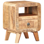 Comodino industriale marrone, in legno massello di mango, 1 persona