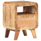 Comodino industriale marrone, in legno massello di mango, 1 persona