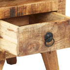 Comodino industriale marrone, in legno massello di mango, 1 persona