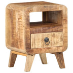Comodino industriale marrone, in legno massello di mango, 1 persona