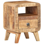 Comodino industriale marrone, in legno massello di mango, 1 persona
